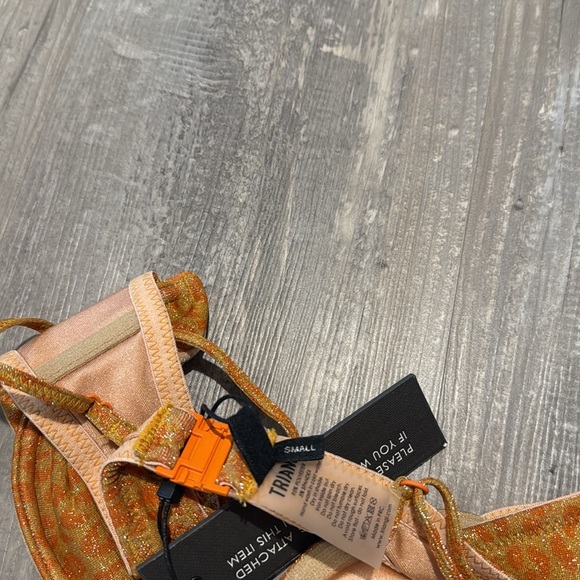 Triangl Orange Leopard Cheetah Sparkle Bikini Top - Picture 6 of 7